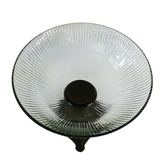 Compote Pedestal Bowl on Ornate Metal Base Table Centerpiece Vintage Decor - Picture 3 of 6